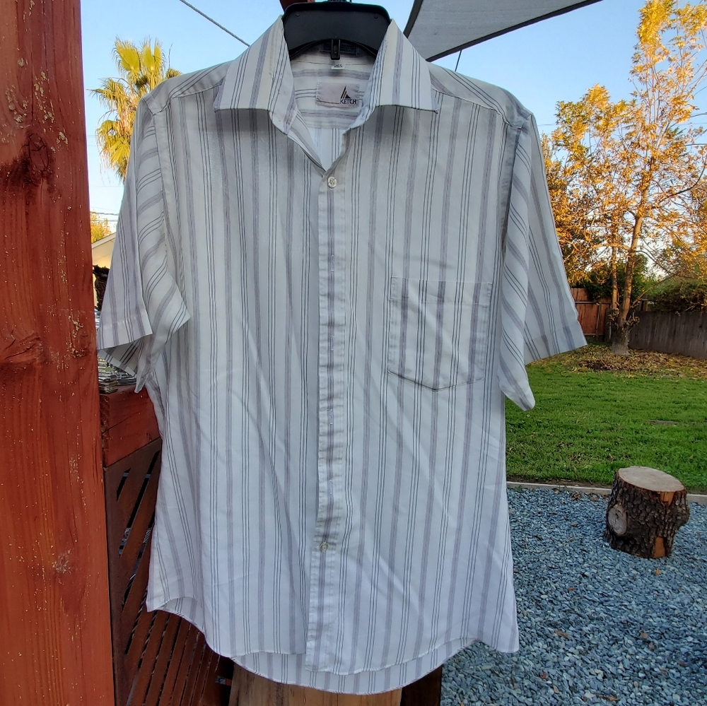 Vintage Ketch men's short sleeve button up. Large basically. 15.5 neck. White